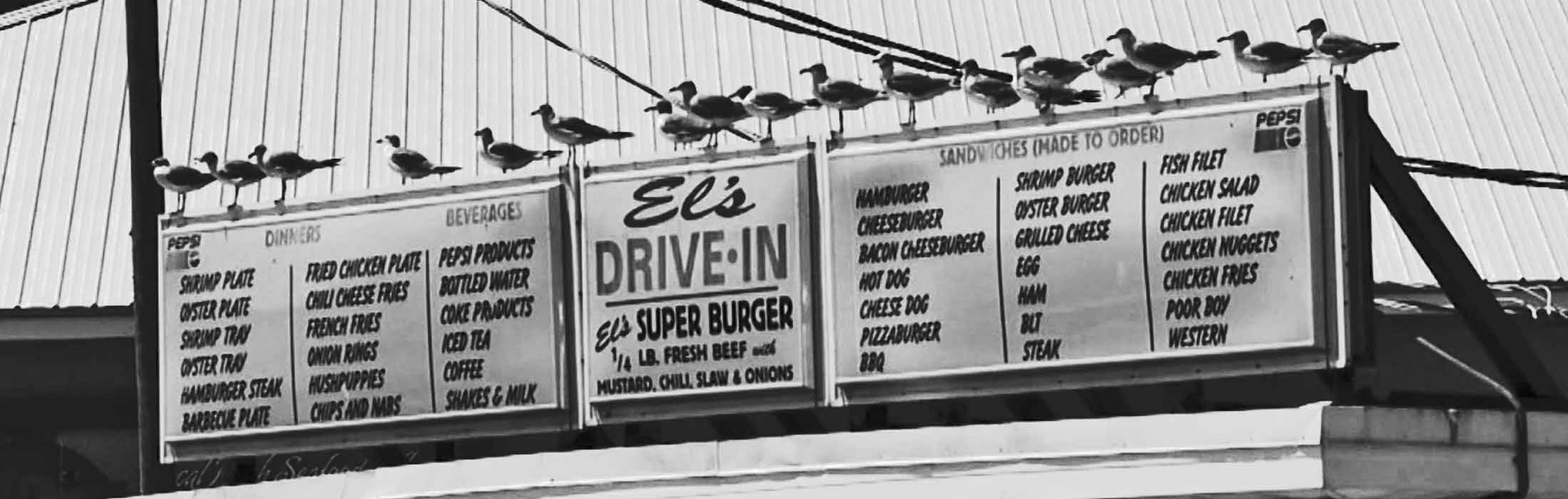 Vintage menu from El's Drive-In Restaurant in Morehead City, NC